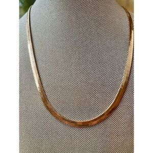 Choker style gold color snake chain necklace